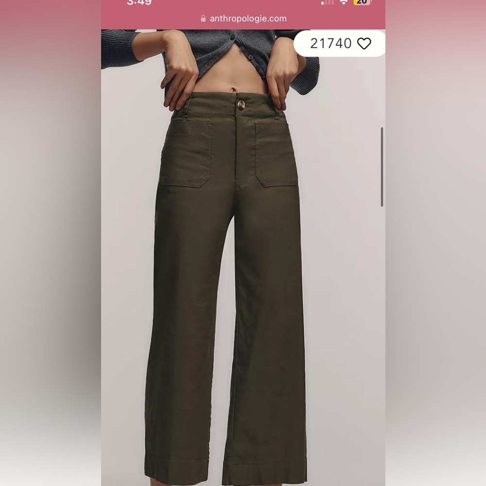 Stylish Colette Maeve Olive Green Wide-Leg Pants